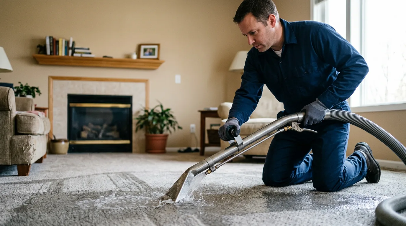 Water damage restoration technician working near South Easton, MA